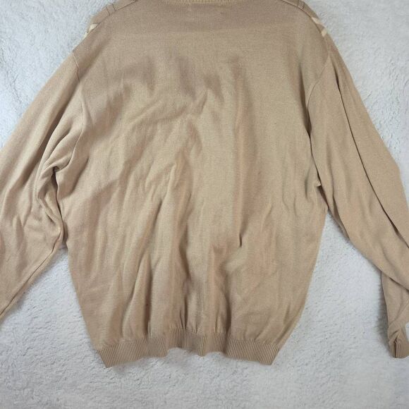 St. Croix Men's Diamond Pattern Crew Neck Pullover Sweater Tan XL - Picture 5 of 5